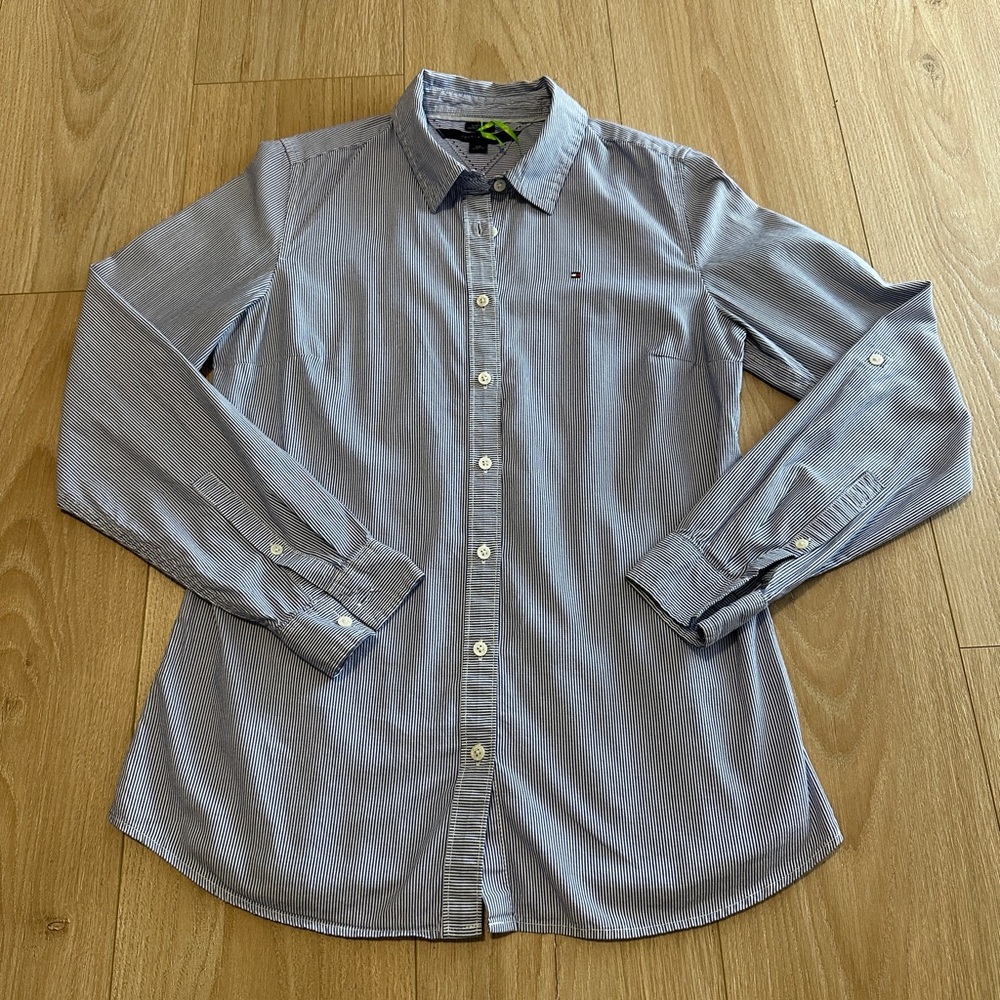 Tommy Hilfiger Light Blue Striped Button Down Shirt